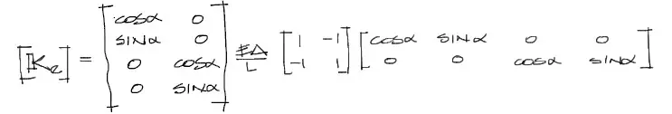 fórmula de matriz de rigidez de cada elemento