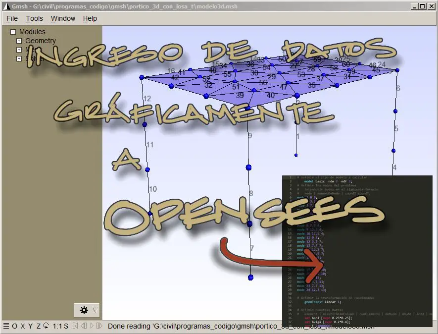 Generación de mallas gráficamente para OpenSees